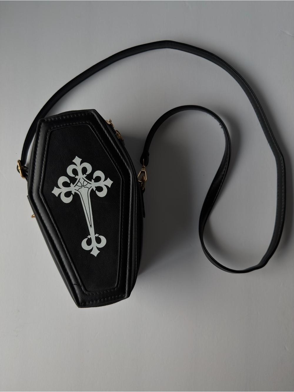 Black Coffin Cross Shoulder Bag - Gothic Women’s Crossbody